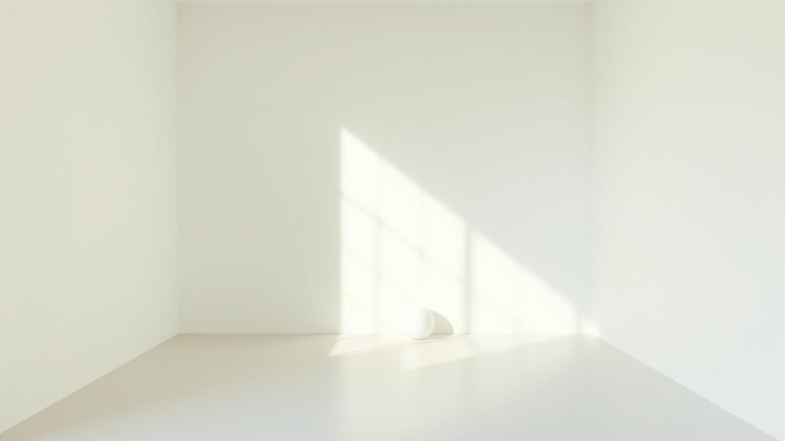 Minimal interior with a single sculptural light object